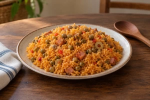 Plato de arroz con gandules