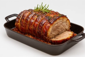 jugoso pernil al horno con adobo dorado y crujiente